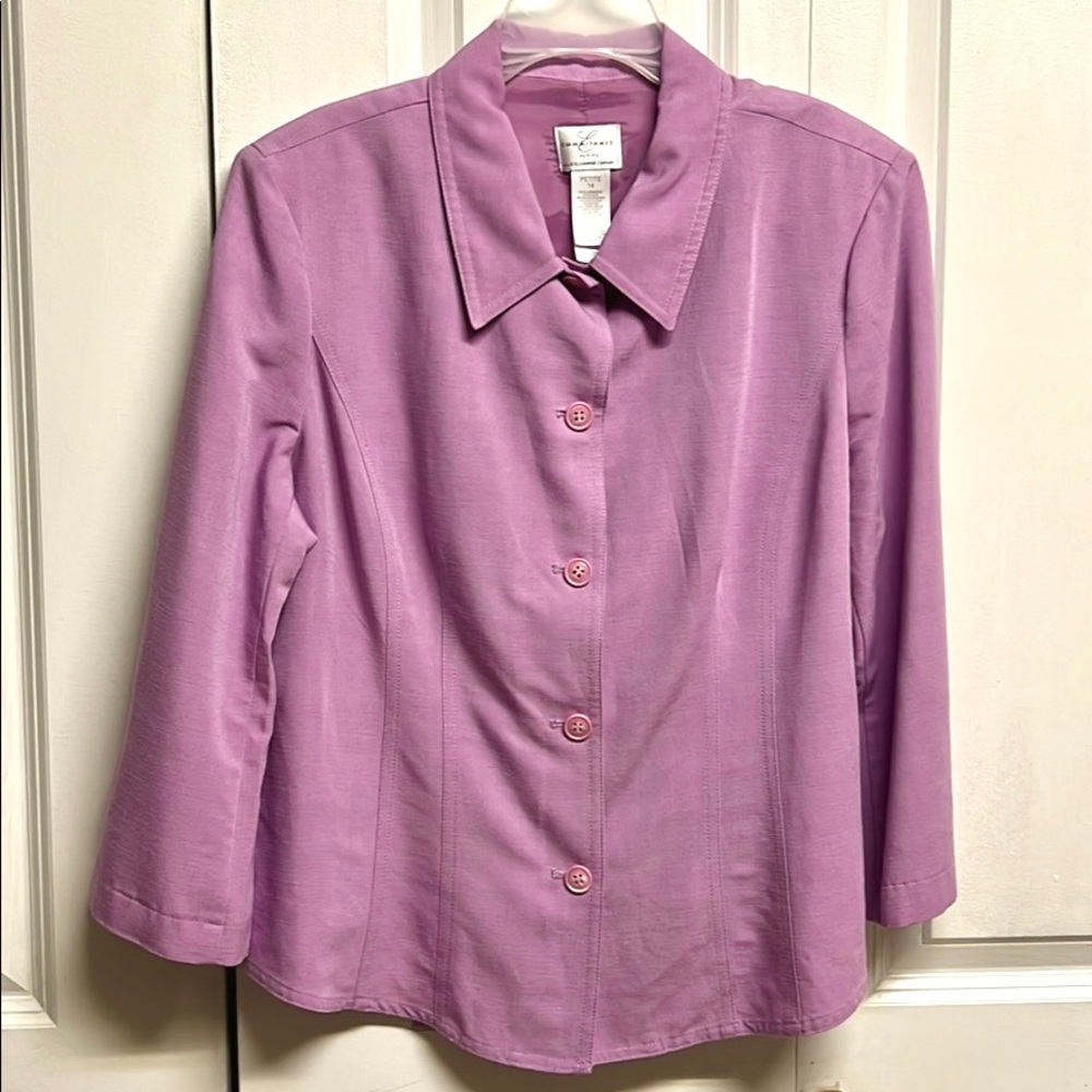 Emma James Lavender Purple Rayon Blend Lined Mid Sleeve Top Size 14P